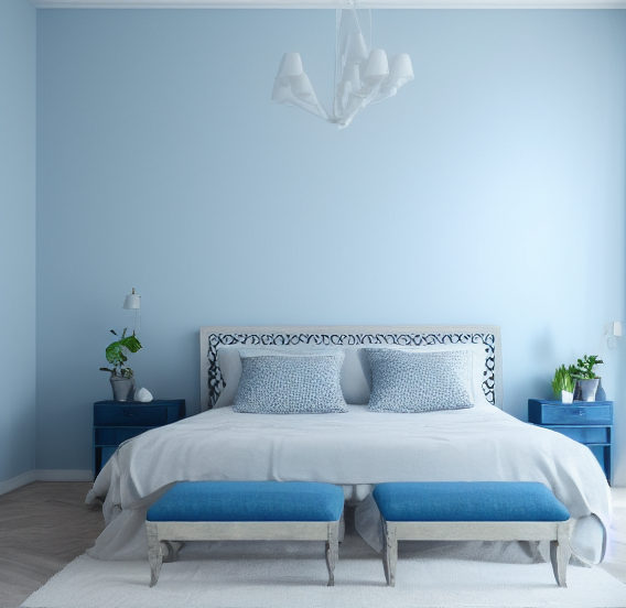 minimalist blue bedroom